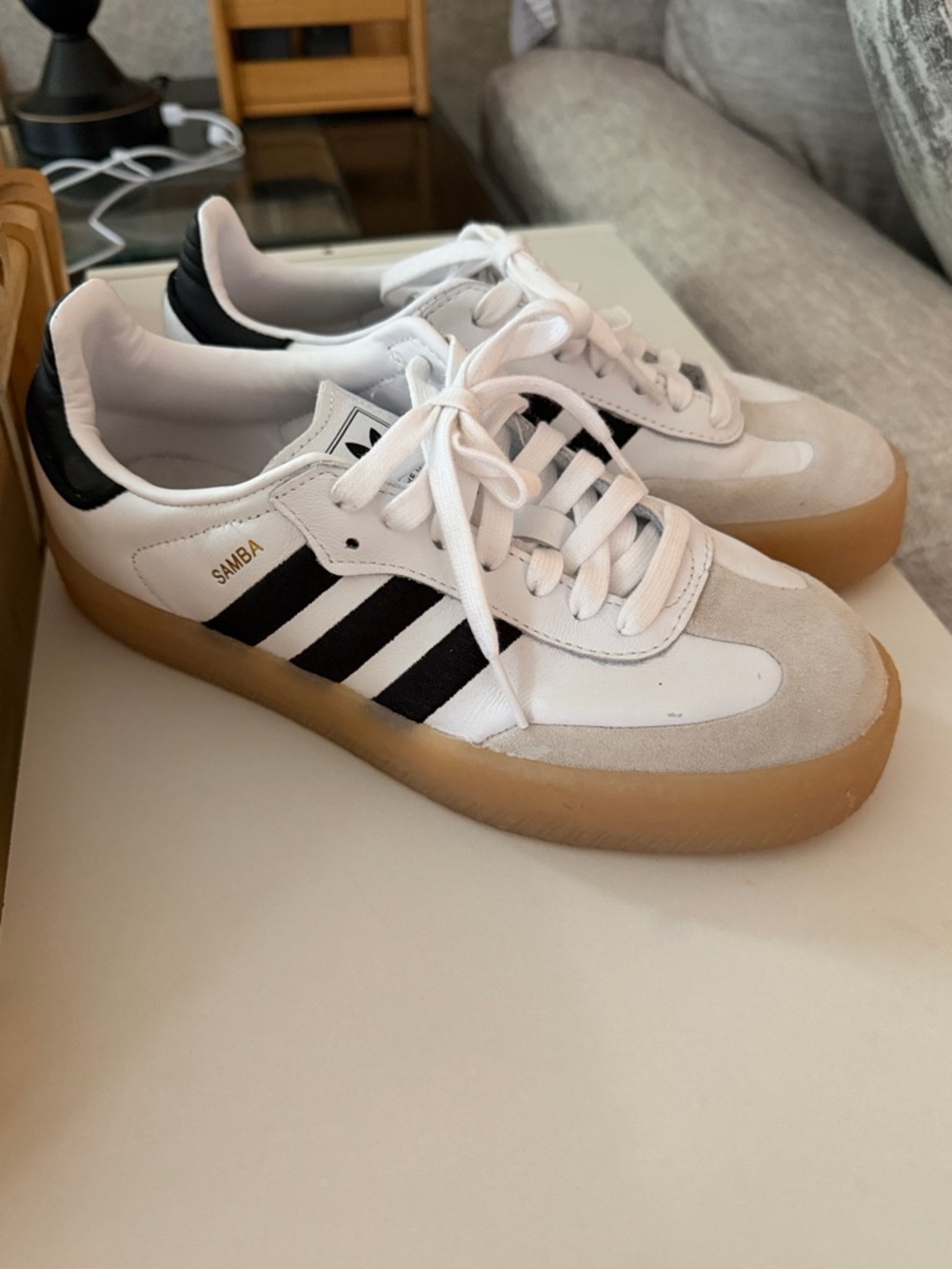 adidas Samba White Black with Gum Sole - Picture 7 of 7